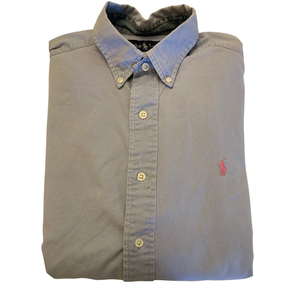 Ralph Lauren Womens Blue Cotton Button Down Shirt Long Sleeve Pony Logo Size M
